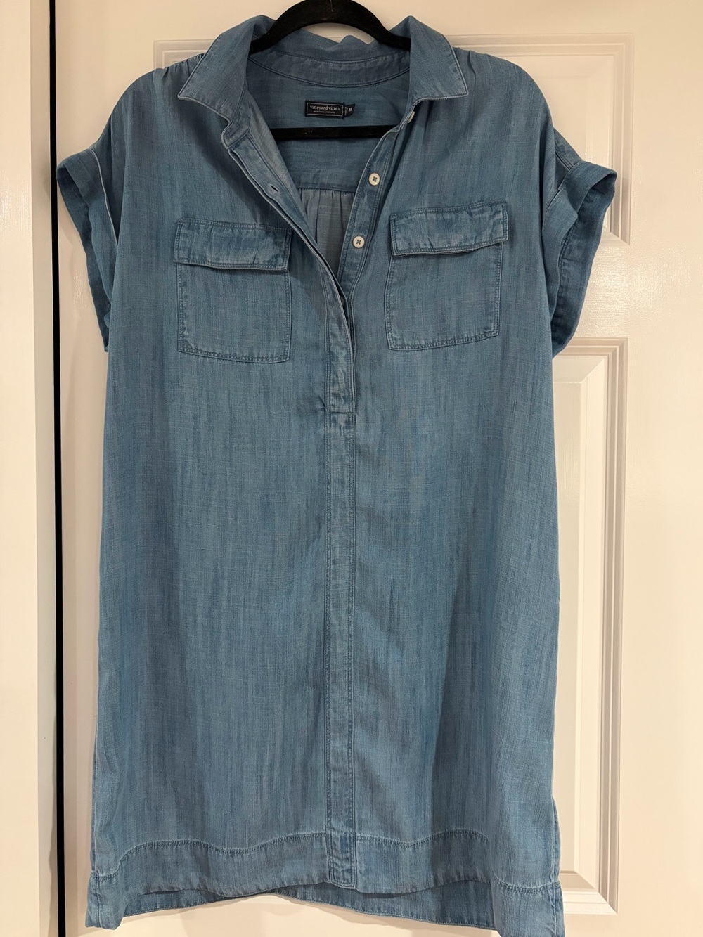 Vineyard Vines Margo Chambray Popover Shirt Dress M Collar Preppy Nautical $138